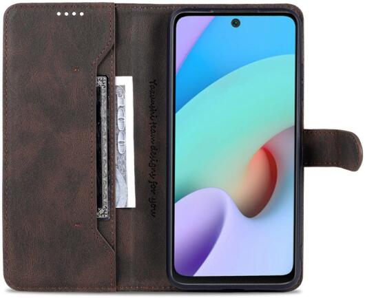 AZNS Xiaomi Redmi 10 Hoesje Wallet Book Case Kunstleer Bruin afbeelding 1