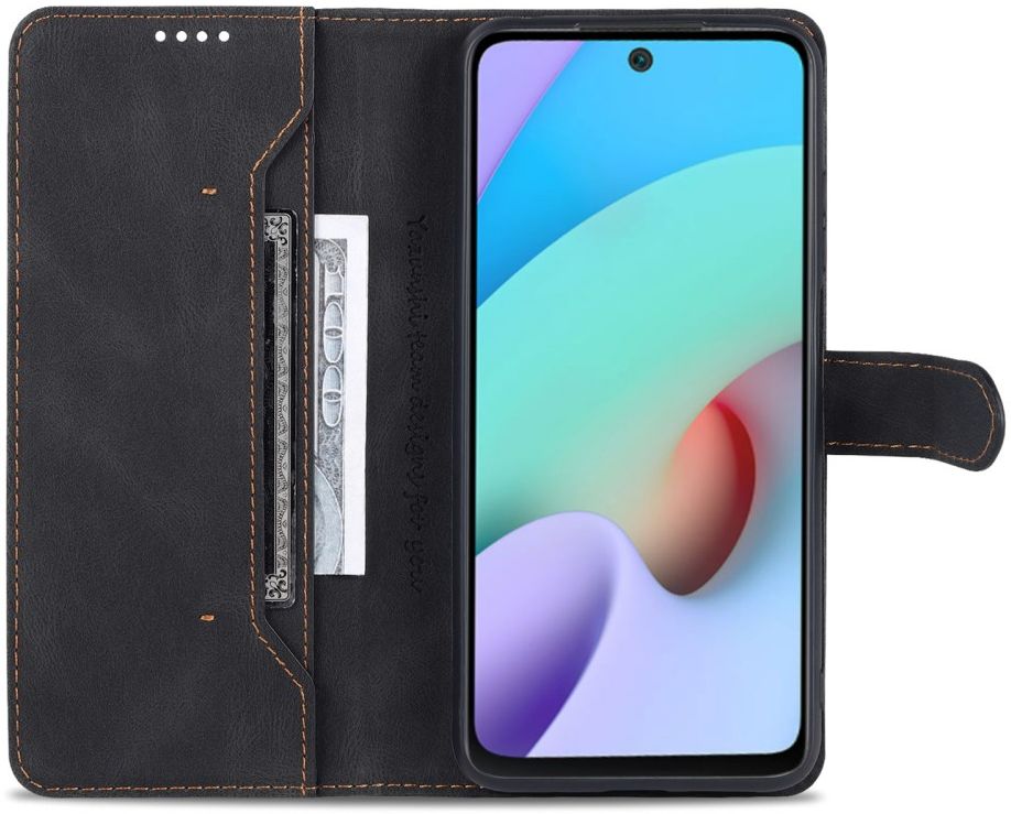 AZNS Xiaomi Redmi 10 Hoesje Wallet Book Case Kunstleer Zwart afbeelding 1