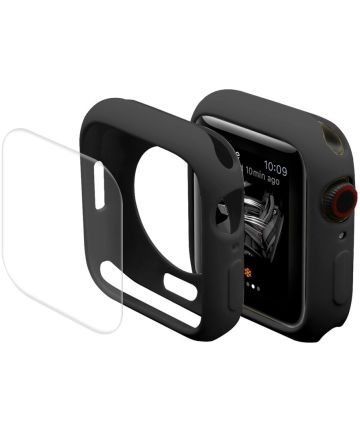Apple Watch Series 7 / 8 / 9 45MM Hoesje met Screen Protector - TPU - Zwart Cases