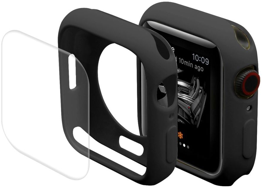 Apple Watch Series 7 / 8 / 9 45MM Hoesje met Screen Protector - TPU - Zwart afbeelding 1