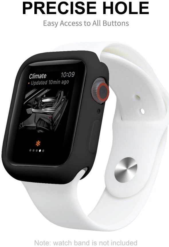 Apple Watch Series 7 / 8 / 9 45MM Hoesje met Screen Protector - TPU - Zwart afbeelding 4