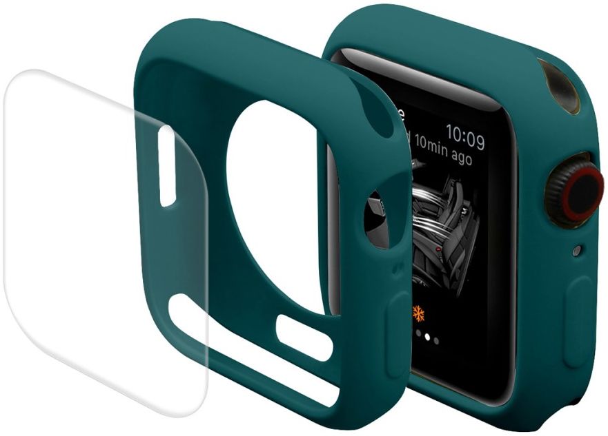 Apple Watch Series 7 / 8 / 9 45MM Hoesje met Screen Protector - TPU - Groen afbeelding 1