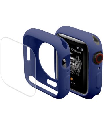 Apple Watch Series 7 / 8 / 9 45MM Hoesje TPU + Screen Protector Blauw Cases