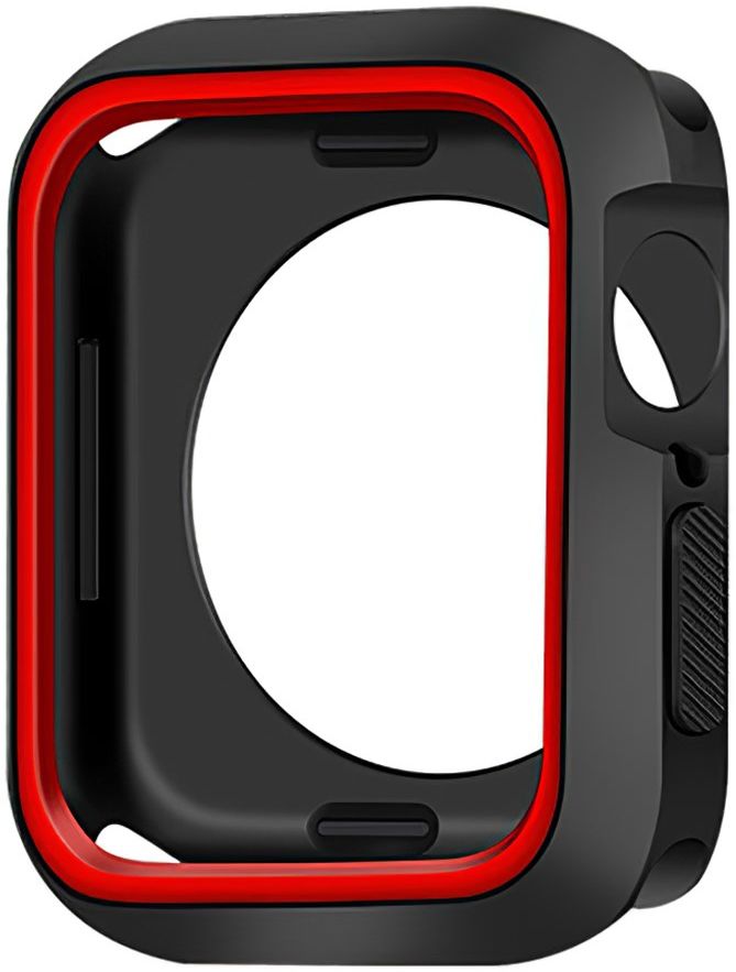 Apple Watch 44MM Hoesje Schokbestendig Siliconen Cover Zwart Rood afbeelding 2