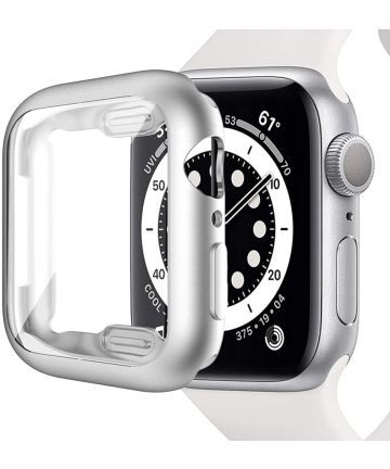 Apple Watch Series 7/8/9 41MM Hoesje met Screenprotector - TPU - Zilver Screen Protectors