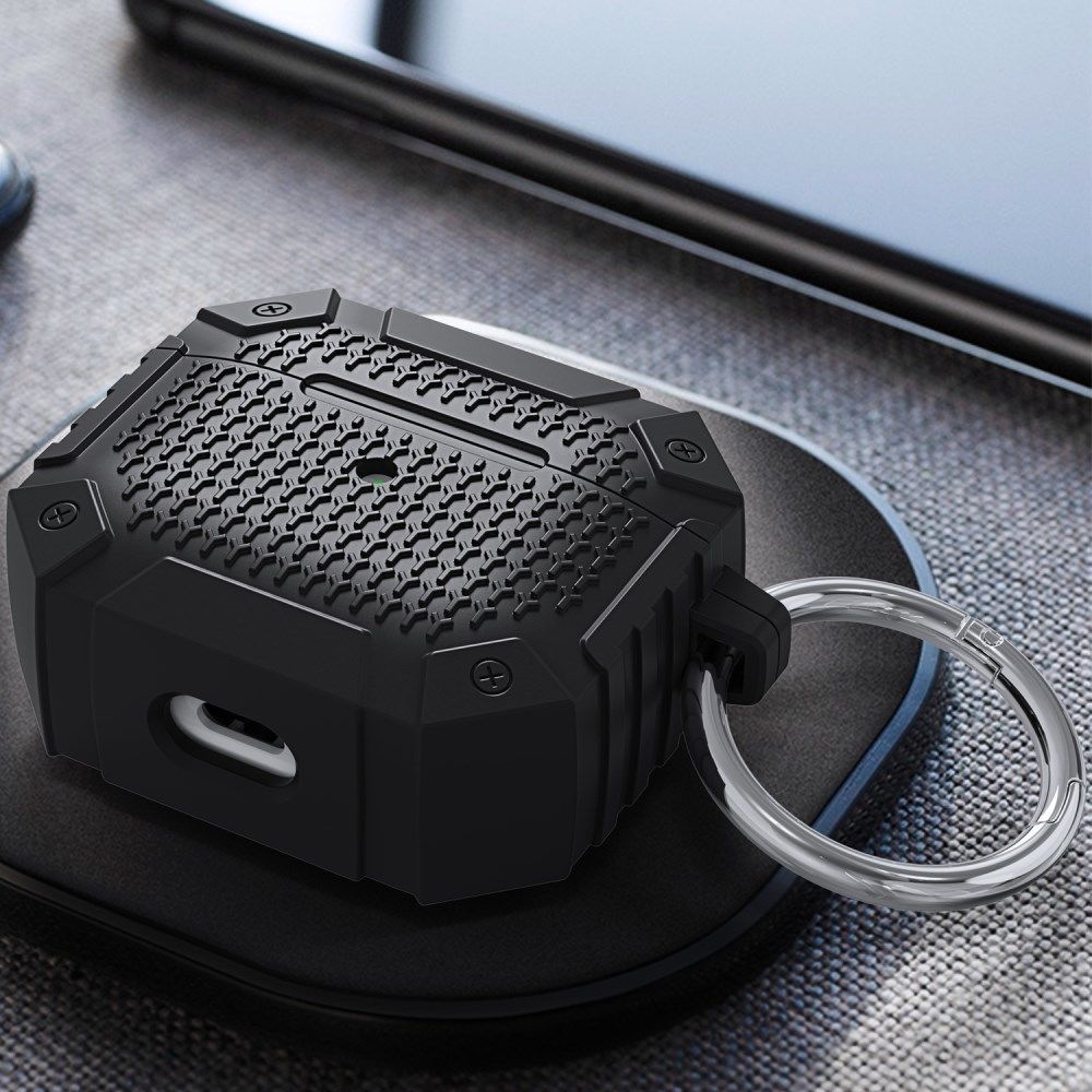 Apple AirPods 3 Hoesje TPU Bescherm Case met Karabijnhaak Zwart afbeelding 6