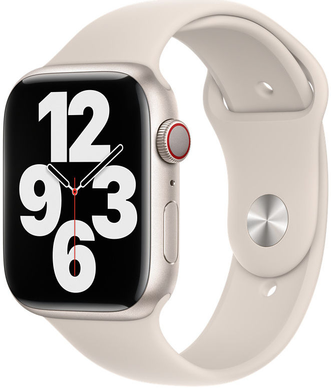 Apple Watch 45MM / 44MM / 42MM Bandje Siliconen met Drukknoop Beige afbeelding 1