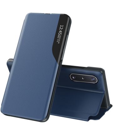 Samsung Galaxy A03s Hoesje Book Case met Side Display en Stand Blauw Hoesjes