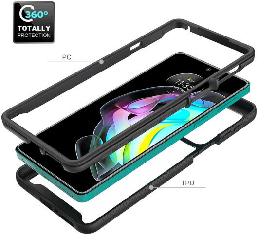 Motorola Edge 20 Hoesje Volledig Schokbestendig Hybride Cover Zwart afbeelding 6