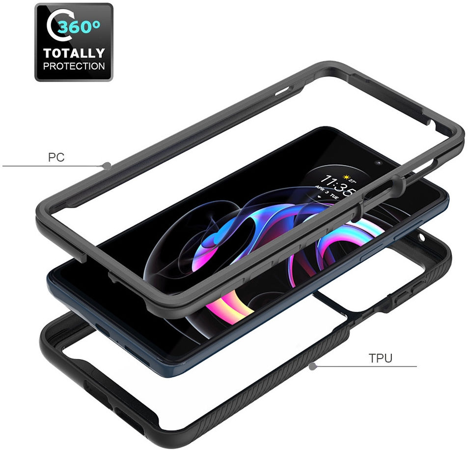 Motorola Edge 20 Pro Hoesje Volledig Schokbestendig Cover Blauw afbeelding 4