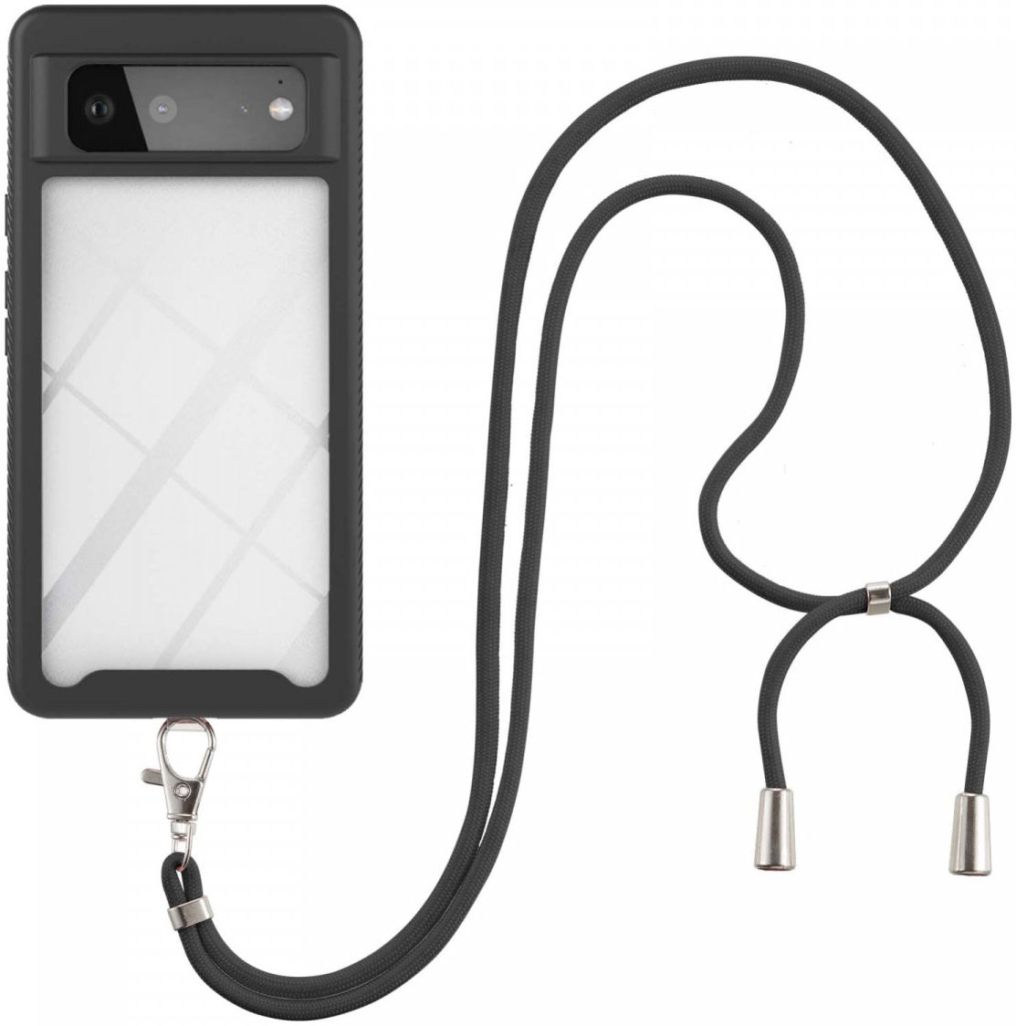 Google Pixel 6 Hoesje met Koord TPU Back Cover Keycord Zwart afbeelding 1