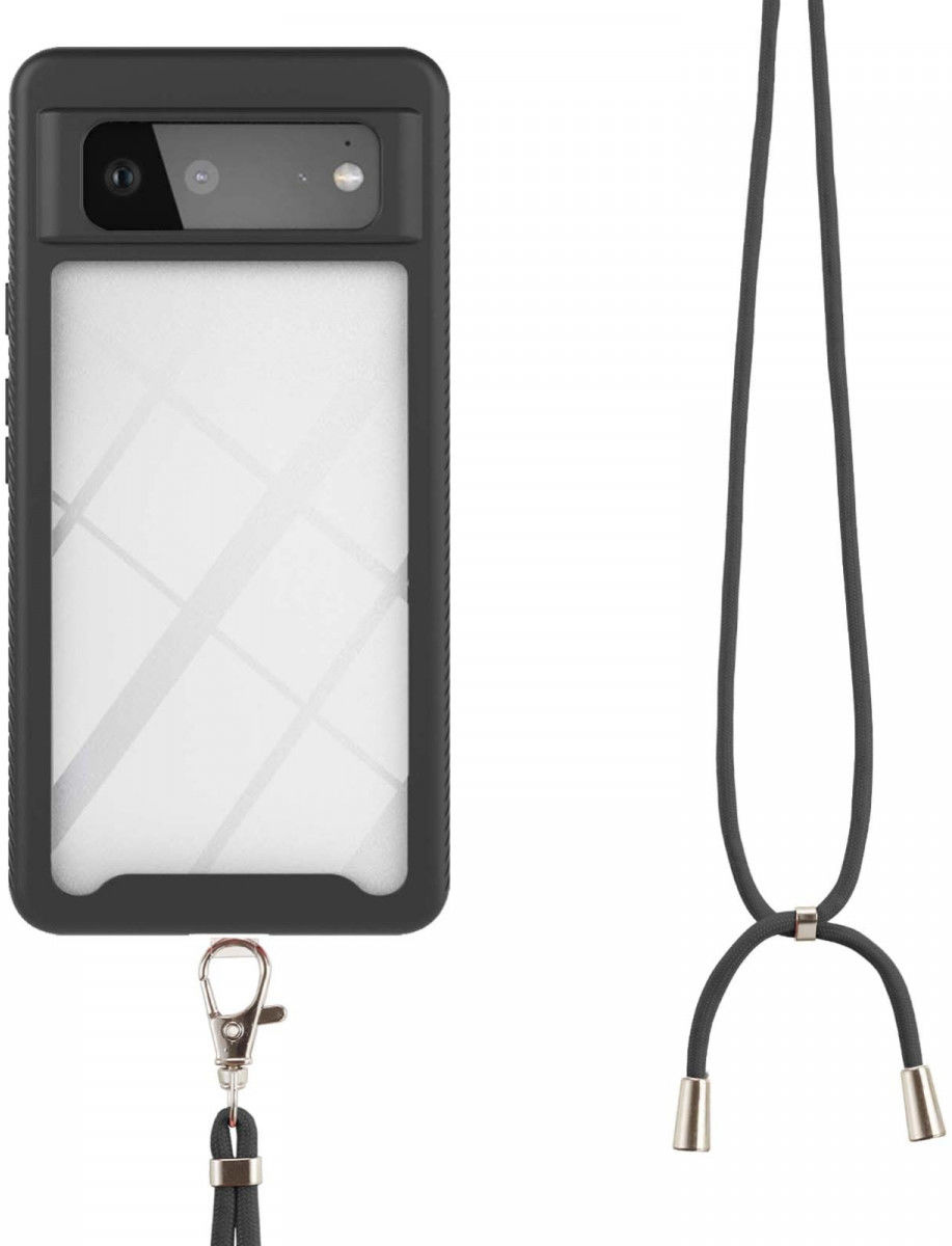 Google Pixel 6 Hoesje met Koord TPU Back Cover Keycord Zwart afbeelding 2