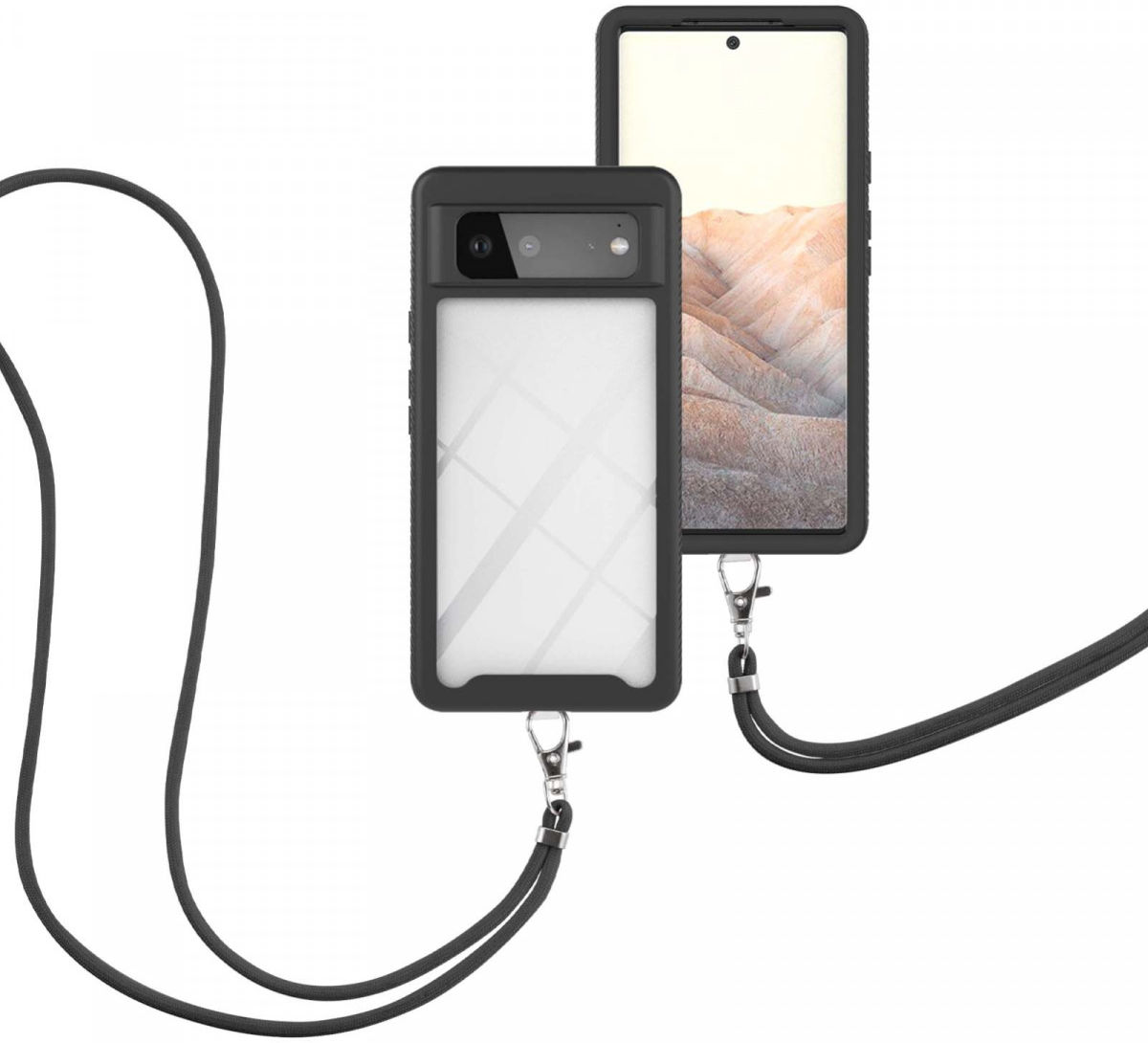 Google Pixel 6 Hoesje met Koord TPU Back Cover Keycord Zwart afbeelding 3