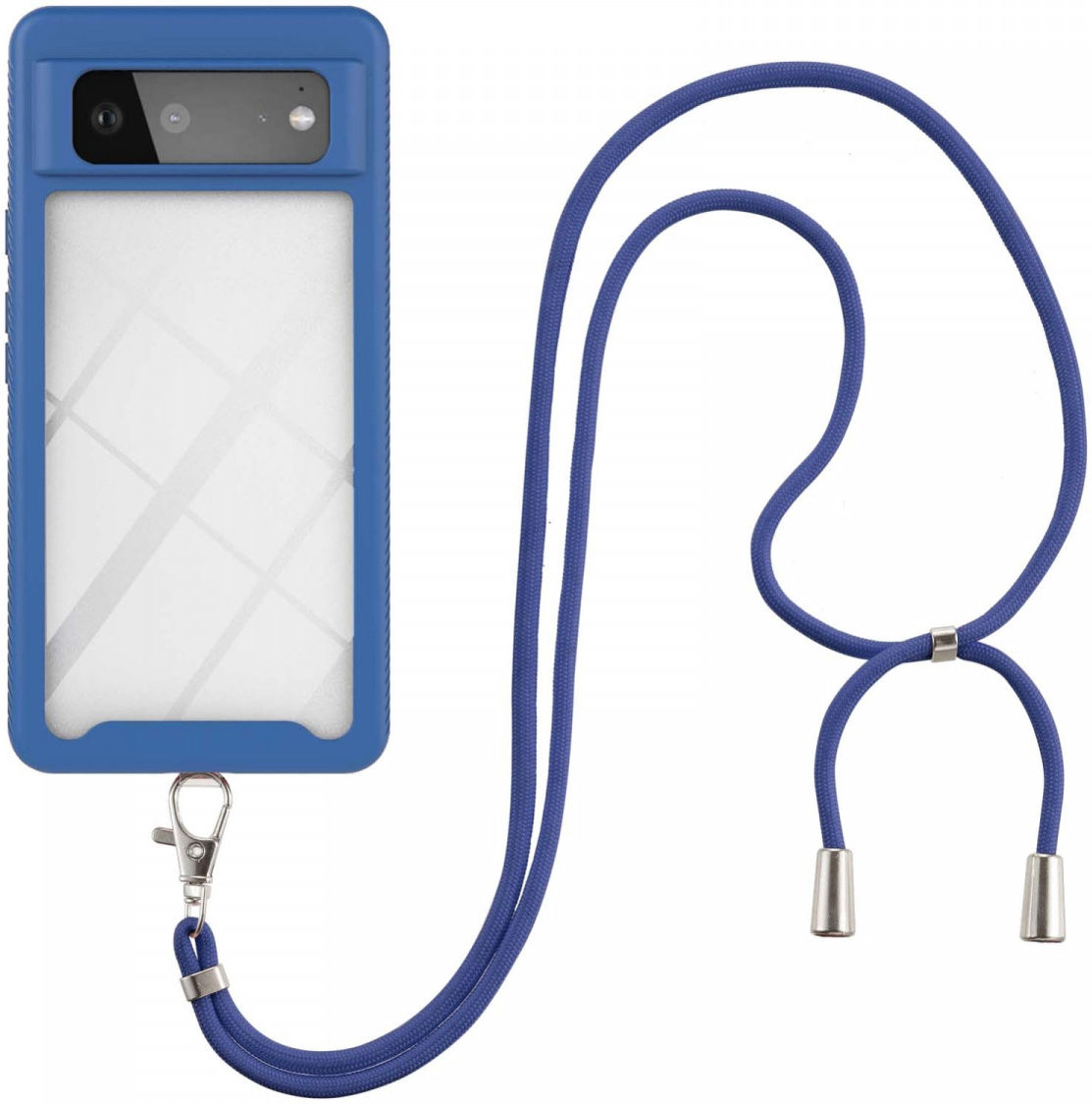 Google Pixel 6 Hoesje met Koord TPU Back Cover Keycord Blauw afbeelding 1