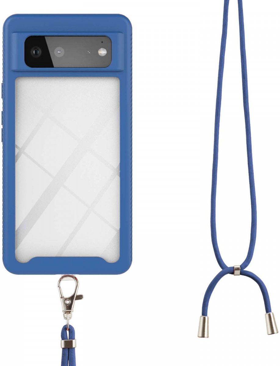 Google Pixel 6 Hoesje met Koord TPU Back Cover Keycord Blauw afbeelding 2