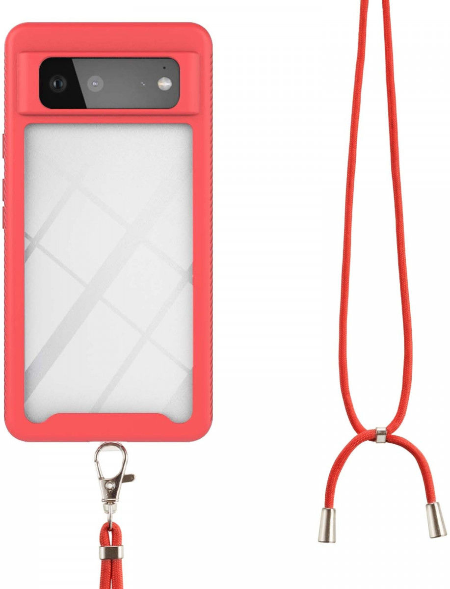 Google Pixel 6 Hoesje met Koord TPU Back Cover Keycord Rood afbeelding 2