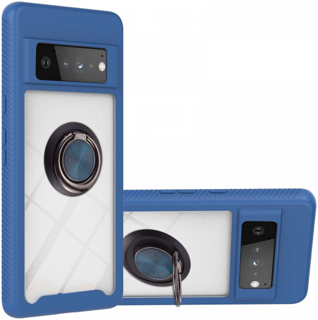 Google Pixel 6 Pro Hoesje Schokbestendig Kickstand Back Cover Blauw afbeelding 1