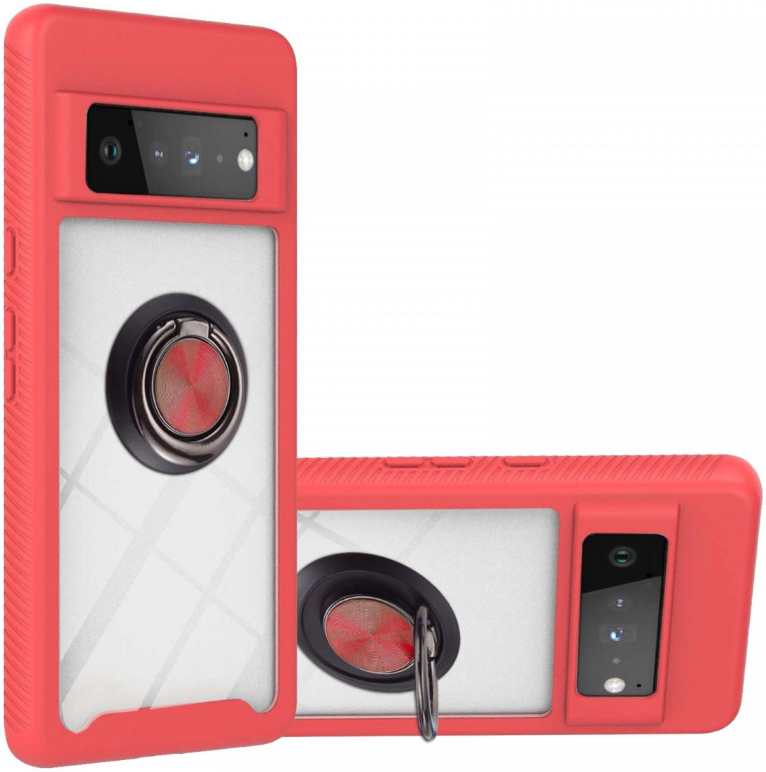 Google Pixel 6 Pro Hoesje Schokbestendig Kickstand Back Cover Rood afbeelding 1