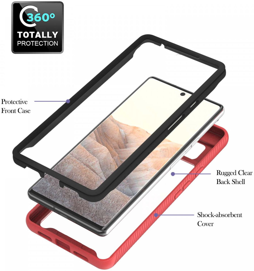 Google Pixel 6 Pro Hoesje Schokbestendig Kickstand Back Cover Rood afbeelding 2