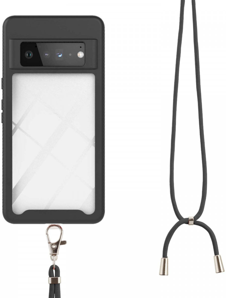 Google Pixel 6 Pro Hoesje met Koord TPU Back Cover Keycord Zwart afbeelding 2