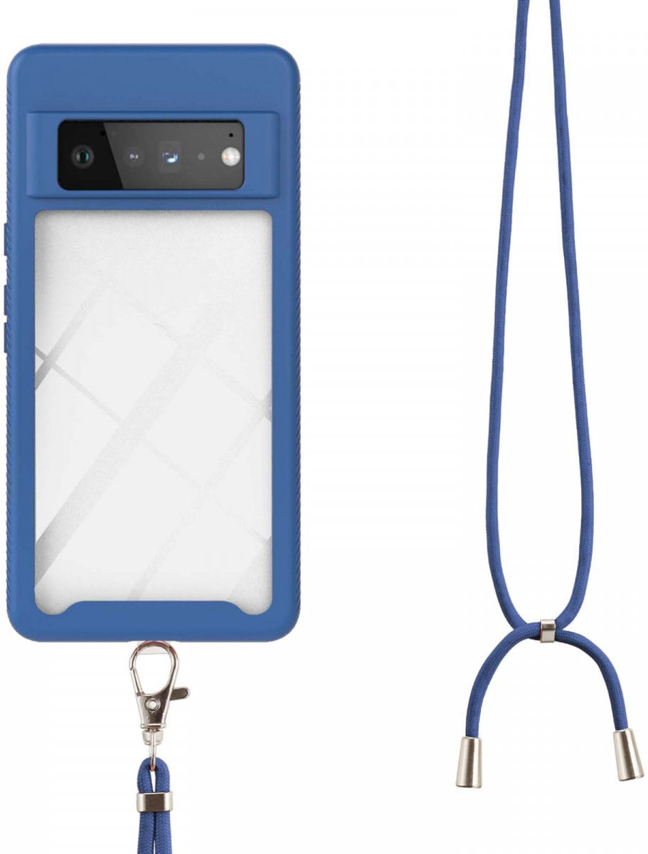 Google Pixel 6 Pro Hoesje met Koord TPU Back Cover Keycord Blauw afbeelding 2