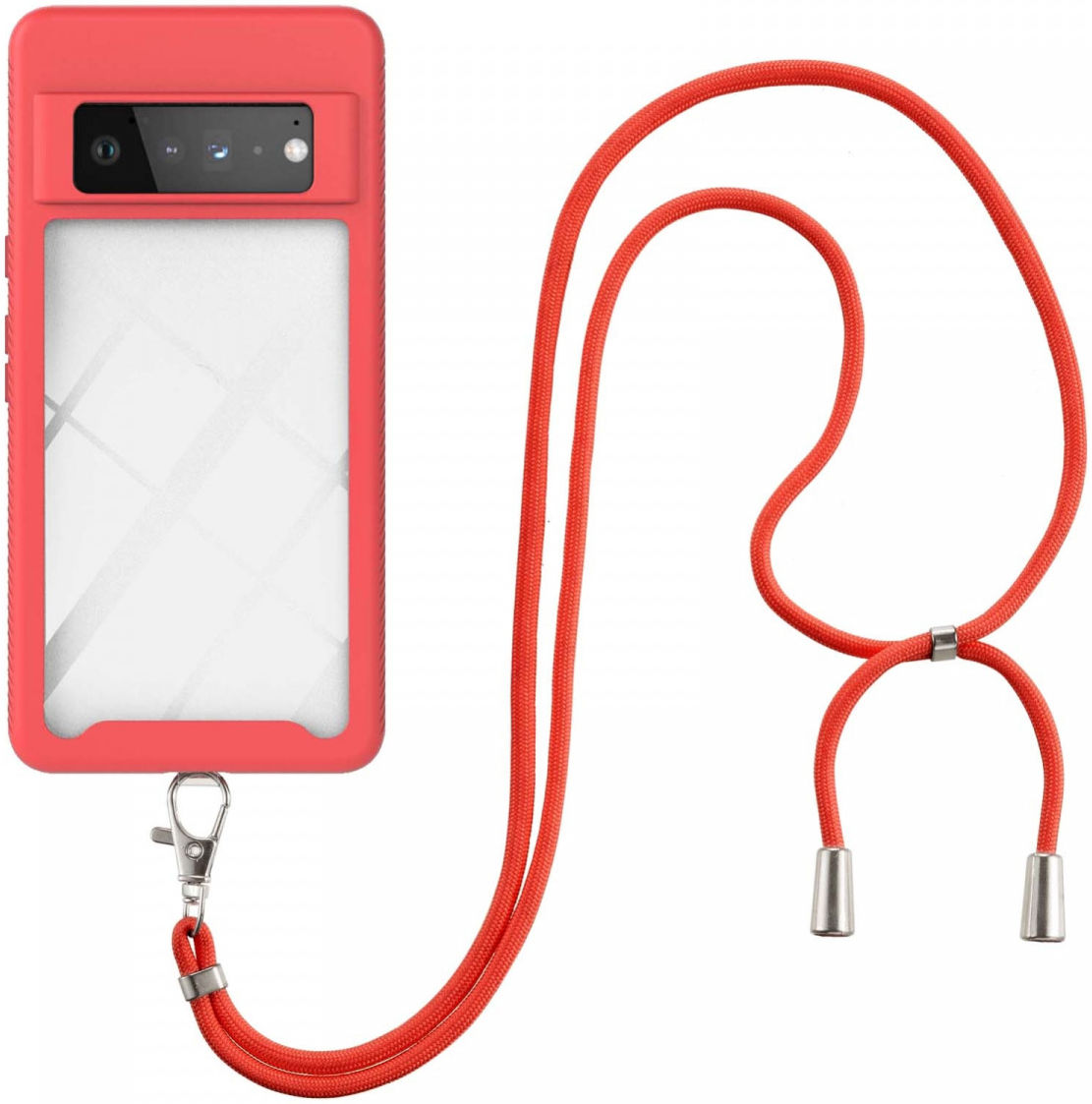 Google Pixel 6 Pro Hoesje met Koord TPU Back Cover Keycord Rood afbeelding 1