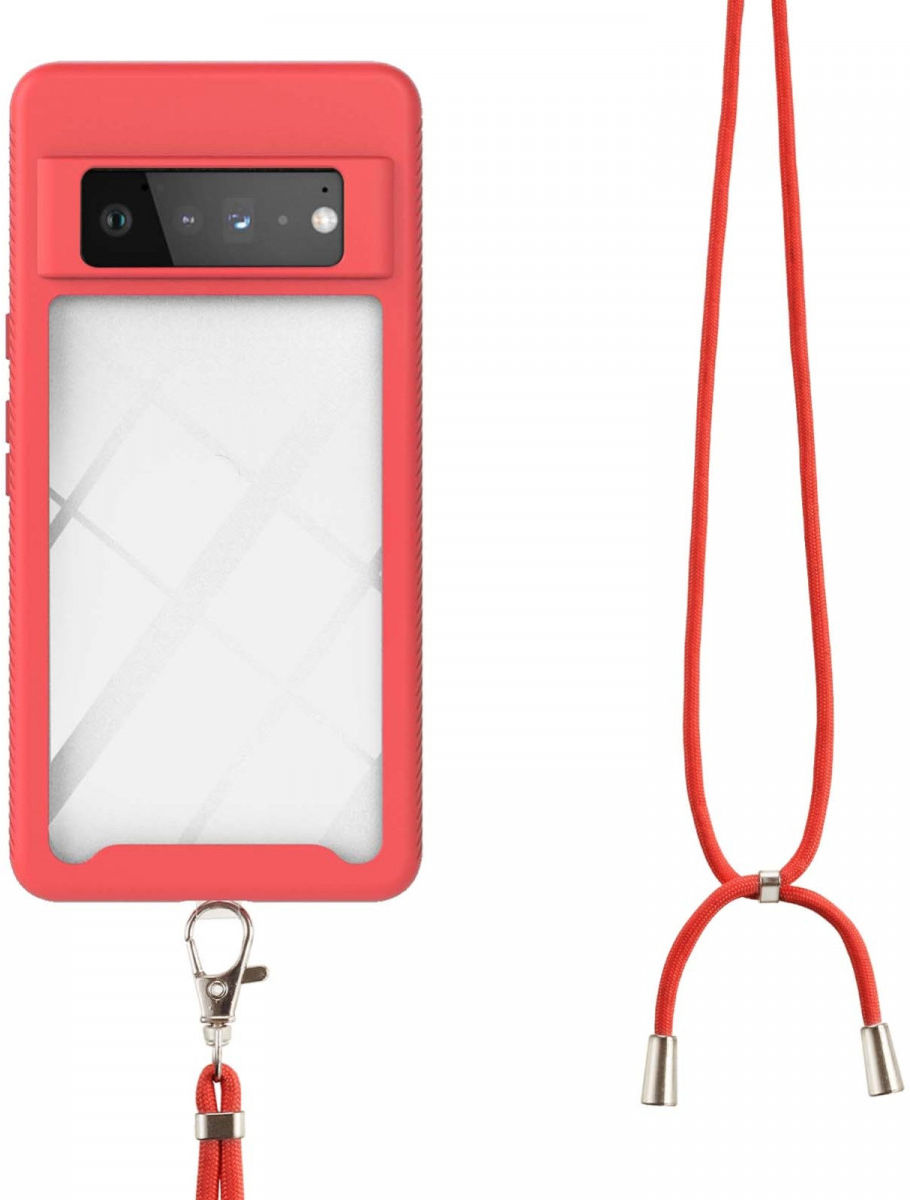 Google Pixel 6 Pro Hoesje met Koord TPU Back Cover Keycord Rood afbeelding 2