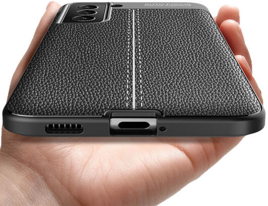 Samsung Galaxy S21 FE Hoesje Leren Litichi Textuur Back Cover Zwart afbeelding 4