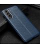 Samsung Galaxy S21 FE Hoesje Leren Litichi Textuur Back Cover Blauw