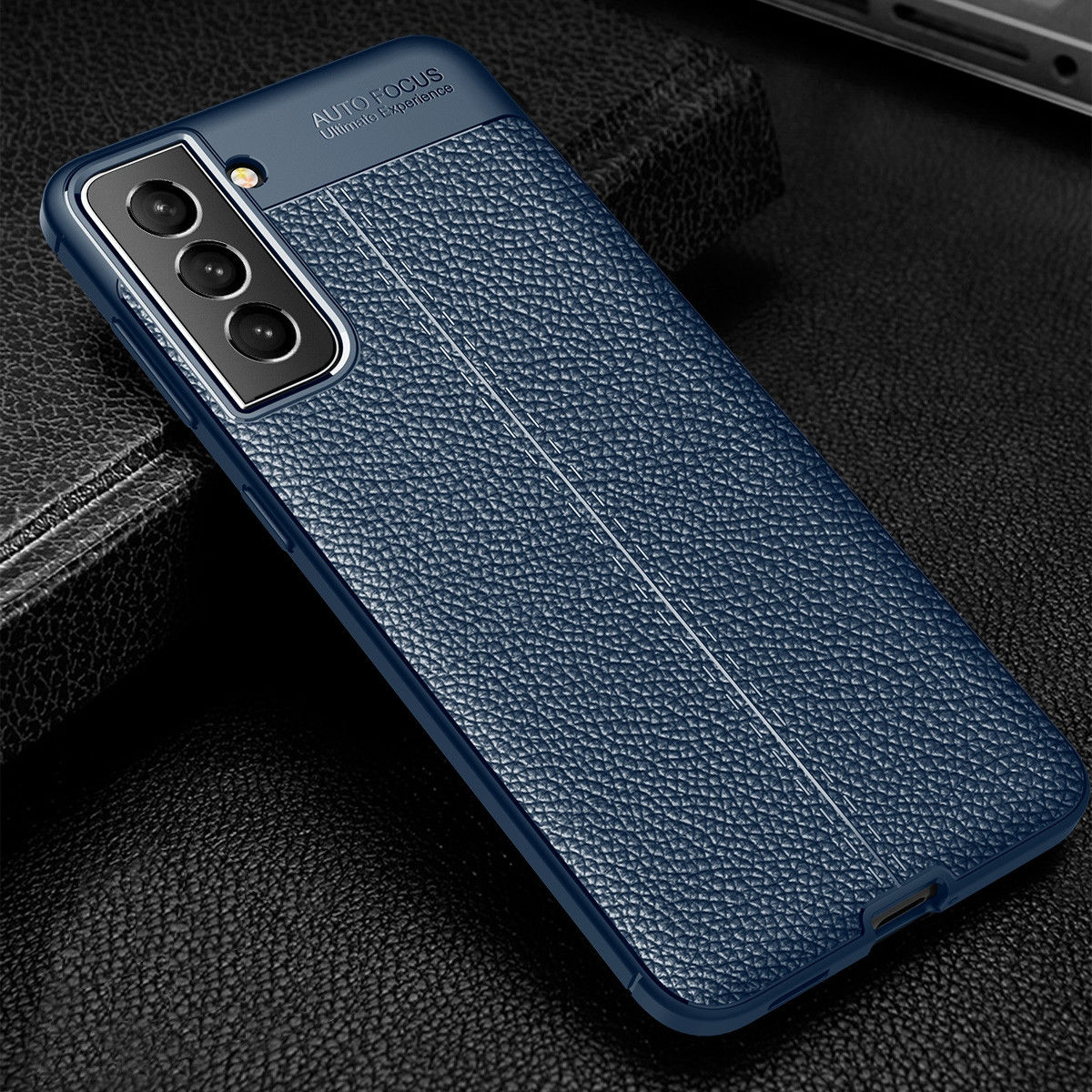 Samsung Galaxy S21 FE Hoesje Leren Litichi Textuur Back Cover Blauw afbeelding 2