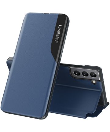 Samsung Galaxy S22 Hoesje Book Case met Side Display en Stand Blauw Hoesjes