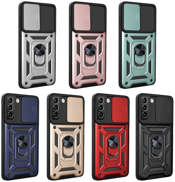 Samsung Galaxy S22 Plus Hoesje Camera Slider en Kickstand Ring Zwart afbeelding 7