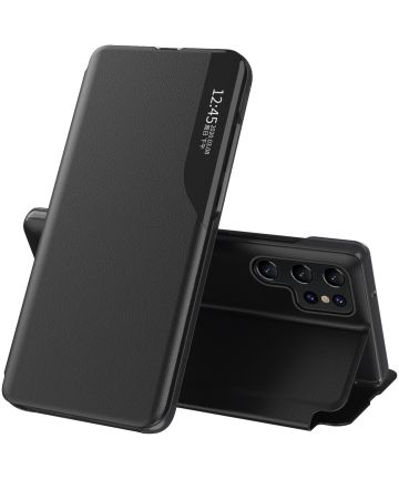 Samsung Galaxy S22 Ultra Hoesje Book Case met Side Display Zwart Hoesjes