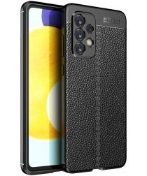 Samsung Galaxy A33 Hoesje Back Cover met Kunstleer Textuur Zwart