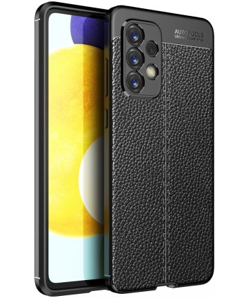 Samsung Galaxy A33 Hoesje Back Cover met Kunstleer Textuur Zwart Hoesjes