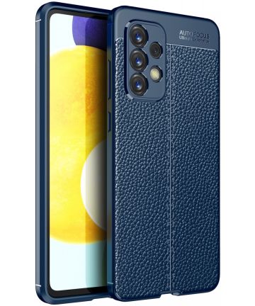 Samsung Galaxy A33 Hoesje Back Cover met Kunstleer Textuur Blauw Hoesjes