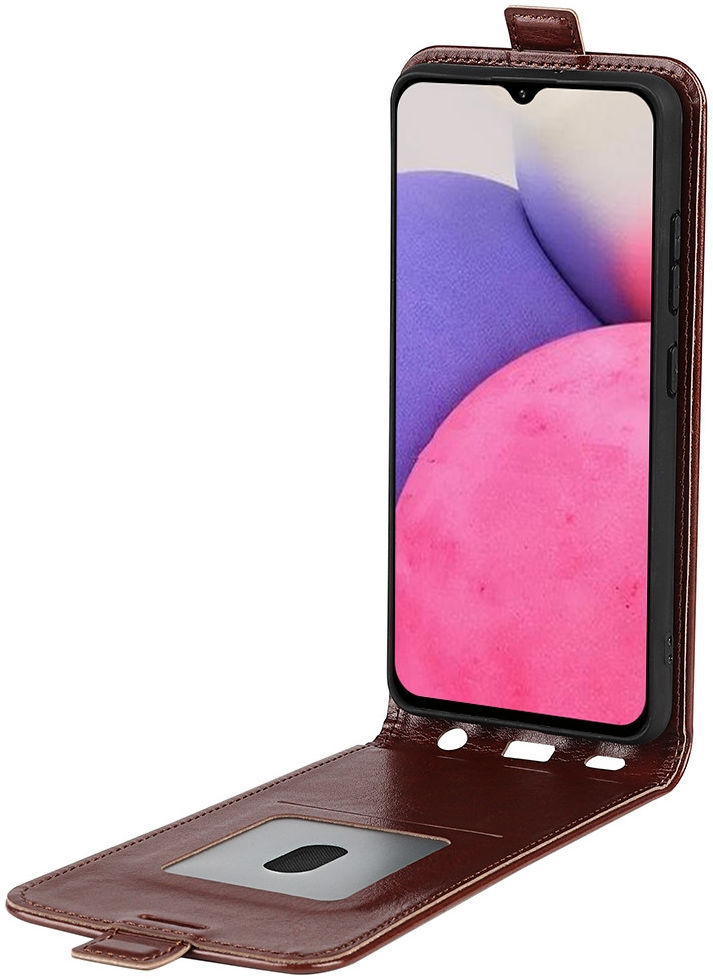 Samsung Galaxy A33 Hoesje Verticale Flip Wallet Case Bruin afbeelding 1