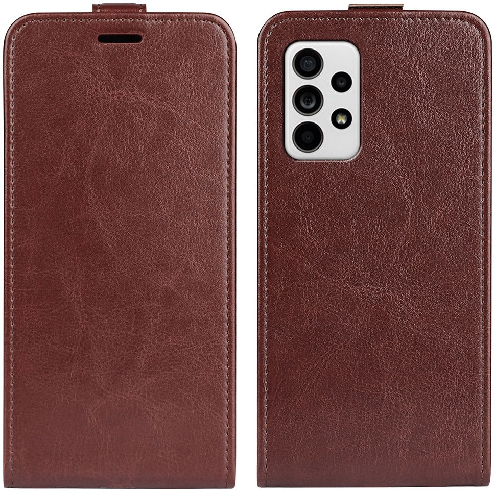 Samsung Galaxy A33 Hoesje Verticale Flip Wallet Case Bruin afbeelding 4