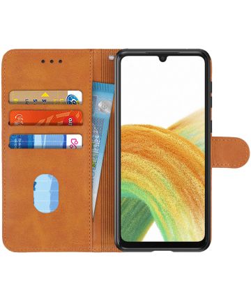 Samsung Galaxy A33 Hoesje Portemonnee Wallet Book Case Bruin Hoesjes