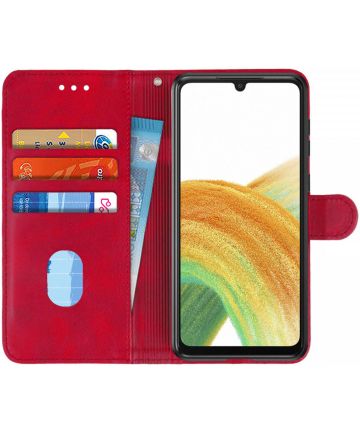 Samsung Galaxy A33 Hoesje Portemonnee Wallet Book Case Rood Hoesjes