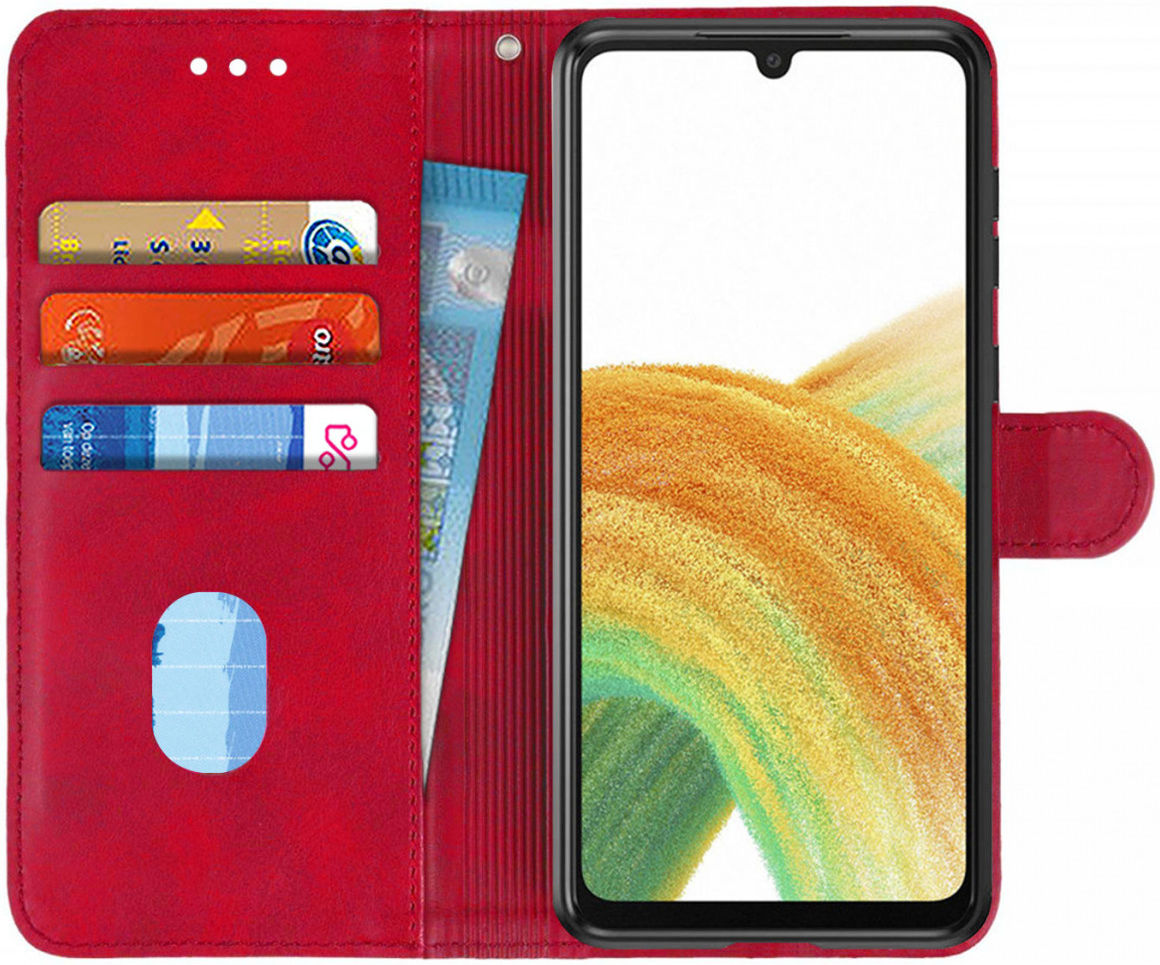 Samsung Galaxy A33 Hoesje Portemonnee Wallet Book Case Rood afbeelding 1