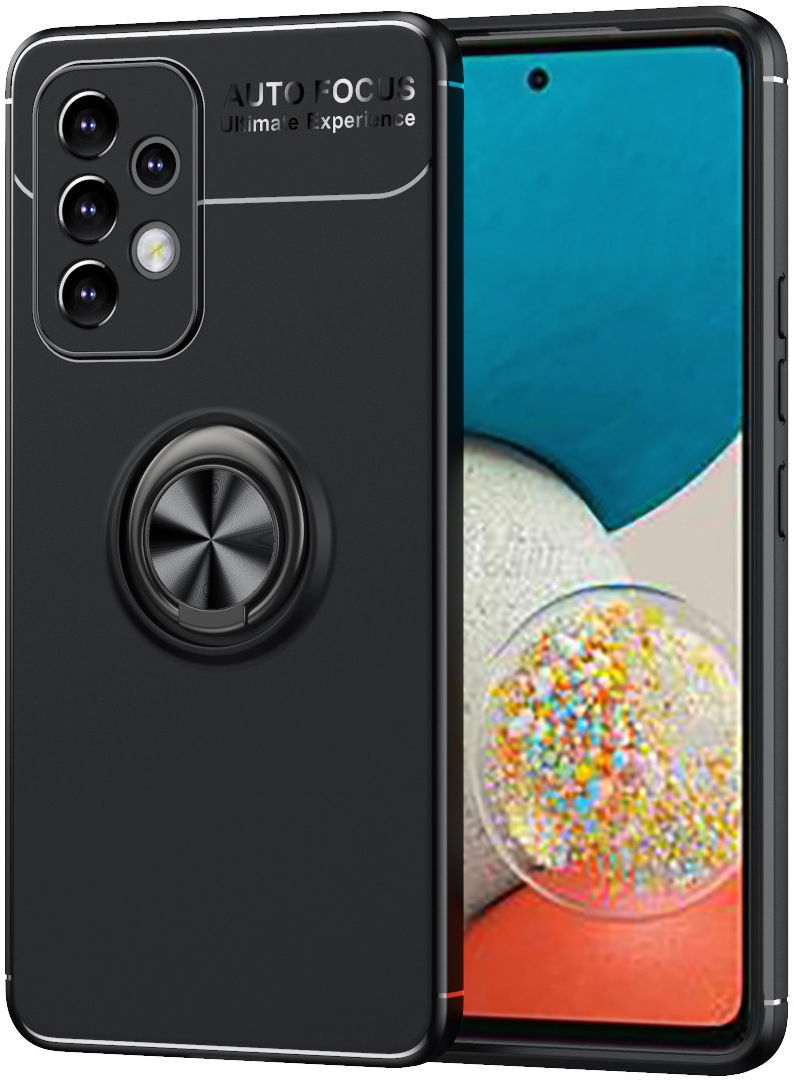 Samsung Galaxy A33 Hoesje met Magnetische Kickstand Ring Zwart afbeelding 1