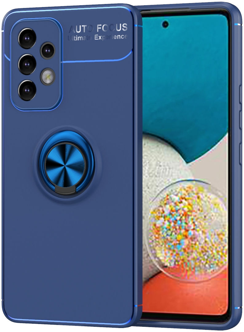 Samsung Galaxy A33 Hoesje met Magnetische Kickstand Ring Blauw afbeelding 1