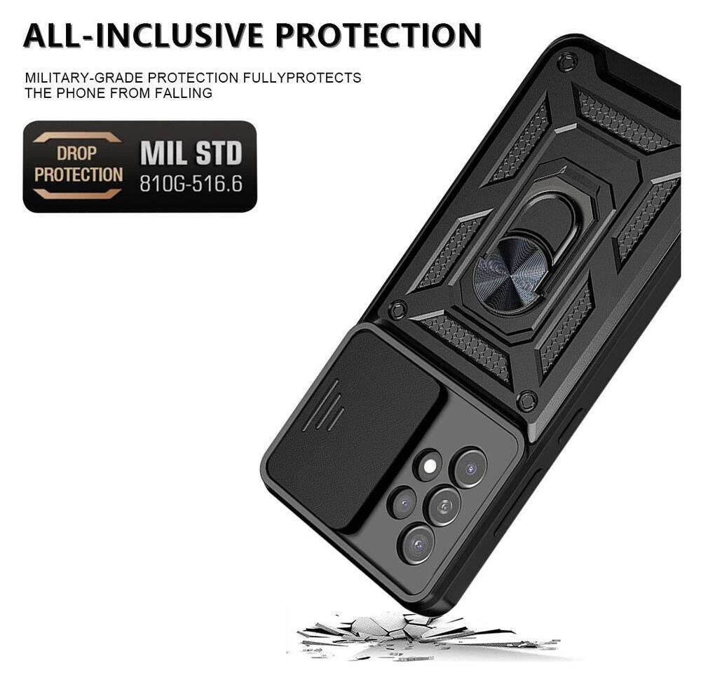 Samsung Galaxy A33 Hoesje met Camera Slider en Kickstand Ring Blauw afbeelding 2