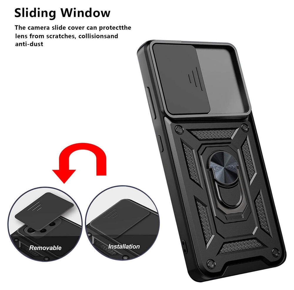 Samsung Galaxy A33 Hoesje met Camera Slider en Kickstand Ring Blauw afbeelding 3