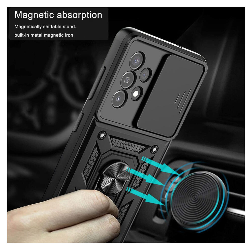 Samsung Galaxy A33 Hoesje met Camera Slider en Kickstand Ring Blauw afbeelding 6