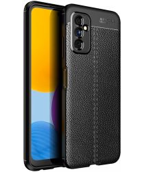 Samsung Galaxy M52 5G Hoesje Back Cover met Kunstleer Textuur Zwart