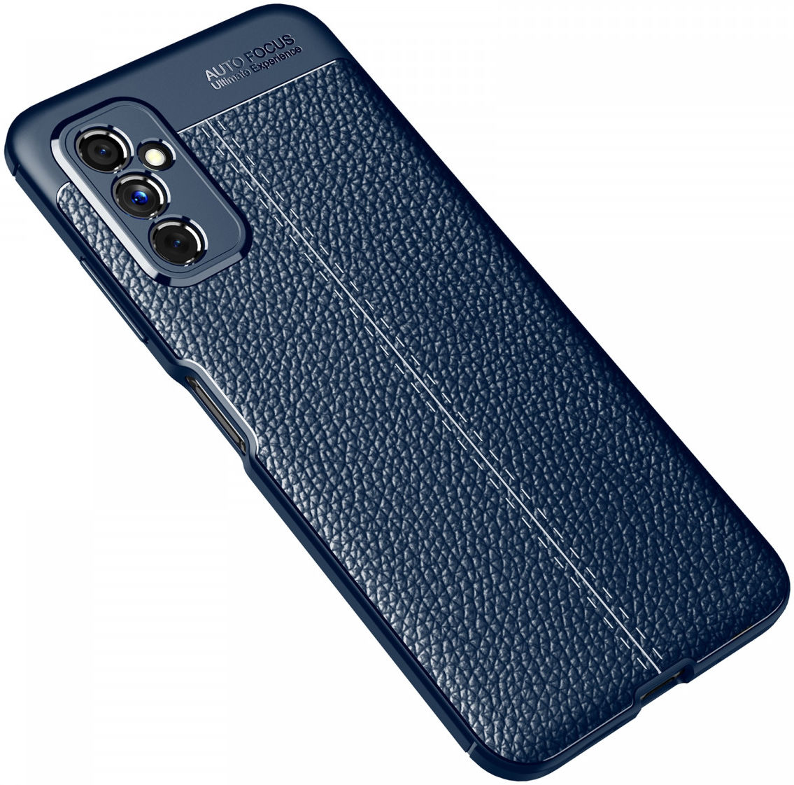 Samsung Galaxy M52 5G Hoesje Back Cover met Kunstleer Textuur Blauw afbeelding 2