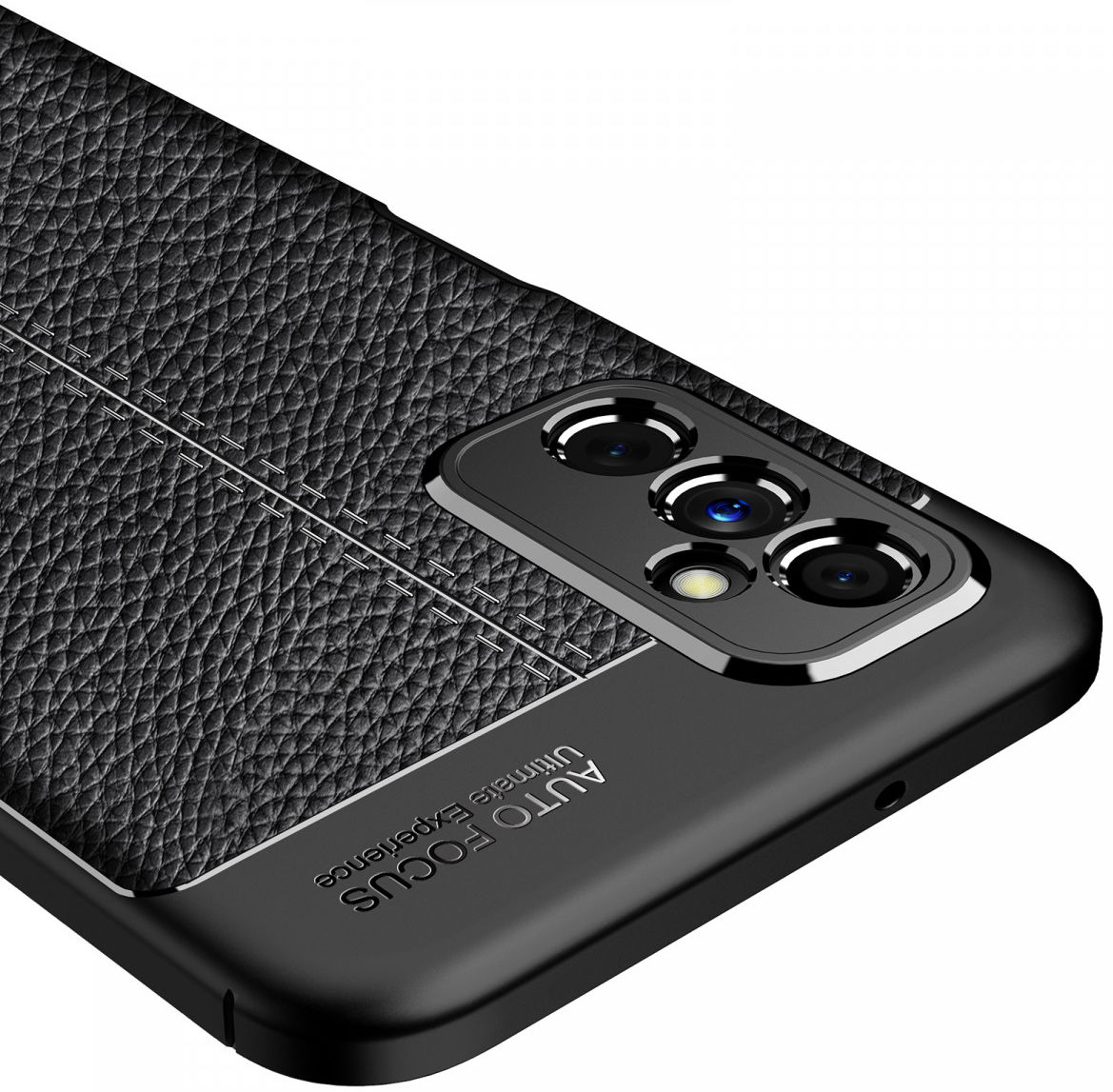Samsung Galaxy M52 5G Hoesje Back Cover met Kunstleer Textuur Blauw afbeelding 4