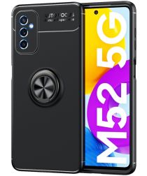 Samsung Galaxy M52 5G Hoesje met Magnetische Kickstand Ring Zwart